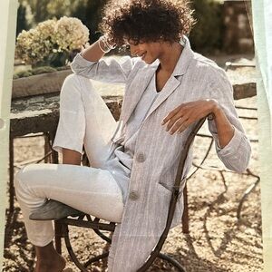J Jill Relaxed Linen Blazer Gray